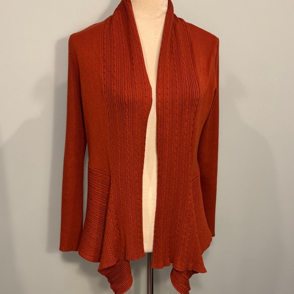 Christopher & Banks Burnt Orange Open Front Cardigan Size M